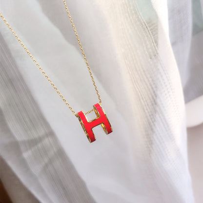 [Riva Jewelry]HM CLIC RED ENAMEL GOLD NECKLACE
