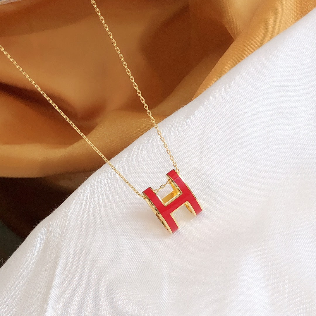 [Riva Jewelry]HM CLIC RED ENAMEL GOLD NECKLACE