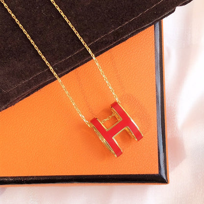 [Riva Jewelry]HM CLIC RED ENAMEL GOLD NECKLACE