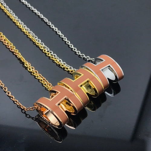 [Riva Jewelry]H NECKLACE BROWN