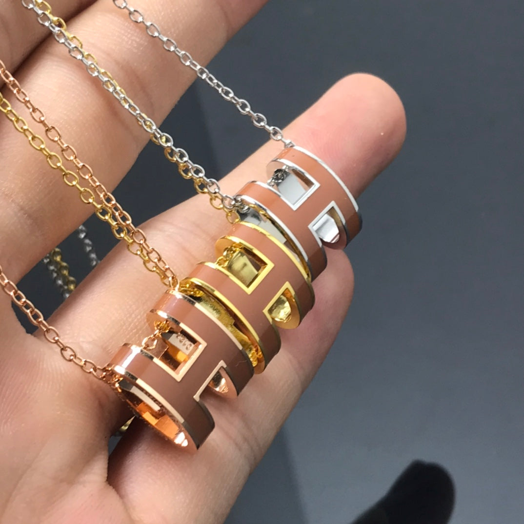 [Riva Jewelry]H NECKLACE BROWN