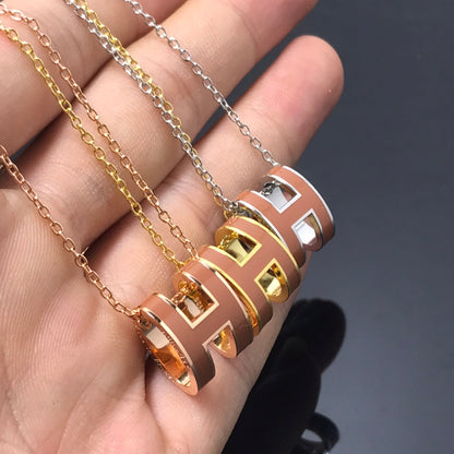 [Riva Jewelry]H NECKLACE BROWN