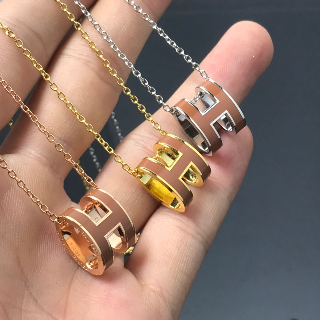 [Riva Jewelry]H NECKLACE BROWN