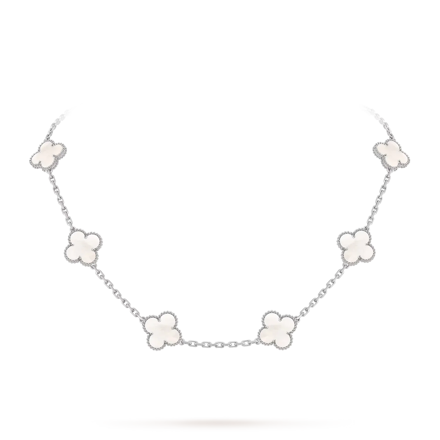 [Riva Jewelry]CLASSIC LUCKY 10-MOTIF CLOVER NECKLACE WHITE GOLD COLLECTION