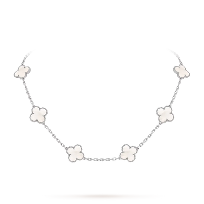 [Riva Jewelry]CLASSIC LUCKY 10-MOTIF CLOVER NECKLACE WHITE GOLD COLLECTION