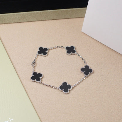 [Riva Jewelry]LUCKY CLOVER 5-MOTIF BRACELET - BLACK OXNY COLLECTION