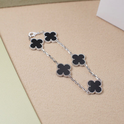 [Riva Jewelry]LUCKY CLOVER 5-MOTIF BRACELET - BLACK OXNY COLLECTION