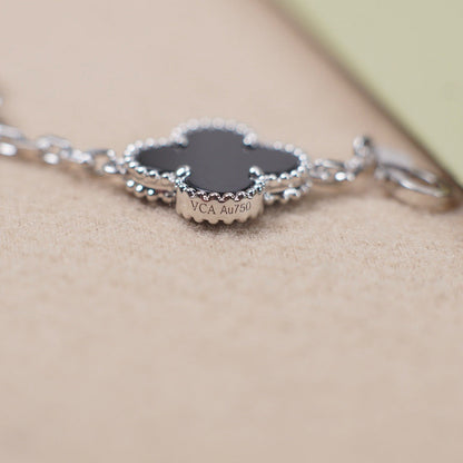 [Riva Jewelry]LUCKY CLOVER 5-MOTIF BRACELET - BLACK OXNY COLLECTION