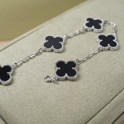 [Riva Jewelry]LUCKY CLOVER 5-MOTIF BRACELET - BLACK OXNY COLLECTION