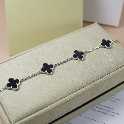 [Riva Jewelry]LUCKY CLOVER 5-MOTIF BRACELET - BLACK OXNY COLLECTION