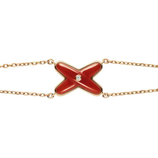 [Riva Jewelry]JEUX BRACELET CARNELIAN ROSE GOLD 1 DIAMOND