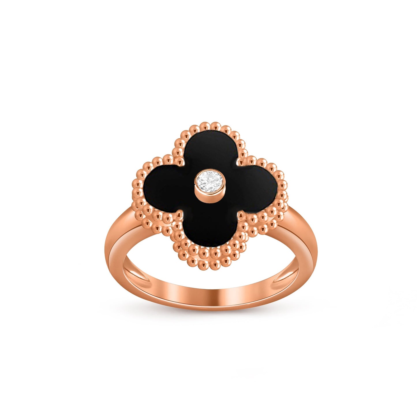 [Riva Jewelry]LUCKY CLOVER DIAMOND-ACCENT ROSE GOLD RING COLLECTION