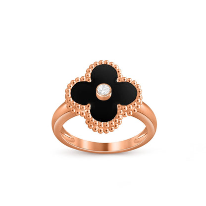 [Riva Jewelry]LUCKY CLOVER DIAMOND-ACCENT ROSE GOLD RING COLLECTION