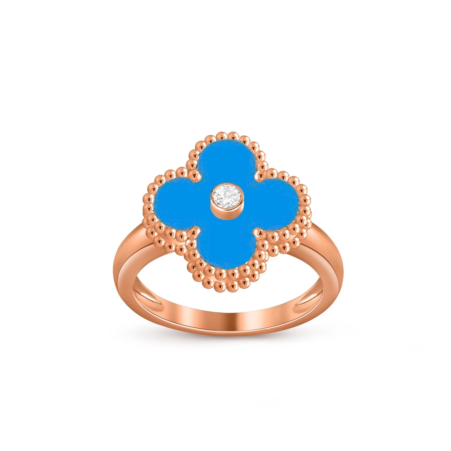 [Riva Jewelry]LUCKY CLOVER DIAMOND-ACCENT ROSE GOLD RING COLLECTION