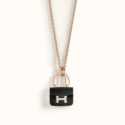 [Riva Jewelry]CONSTANCE BLACK PEDANT ROSE GOLD NECKLACE