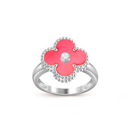 [Riva Jewelry]LUCKY CLOVER DIAMOND-ACCENT WHITE GOLD RING COLLECTION