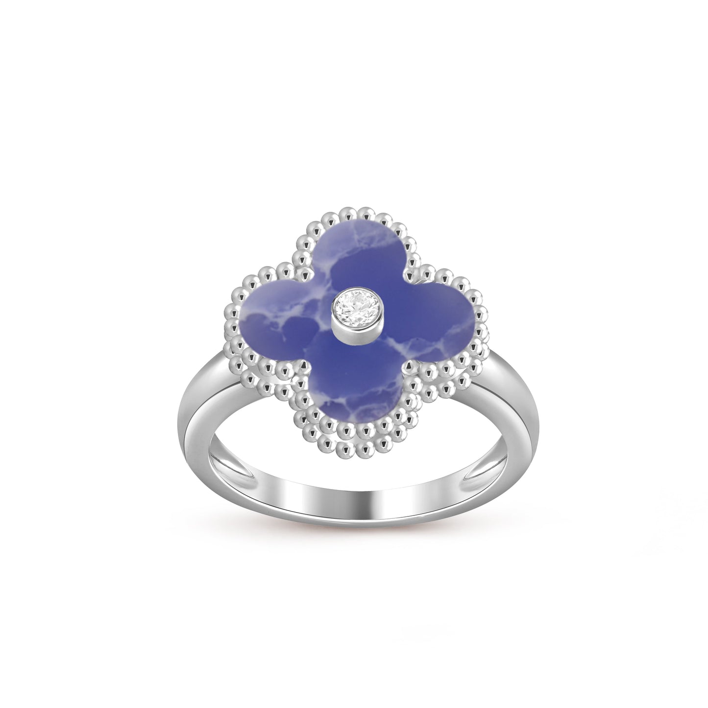 [Riva Jewelry]LUCKY CLOVER DIAMOND-ACCENT WHITE GOLD RING COLLECTION