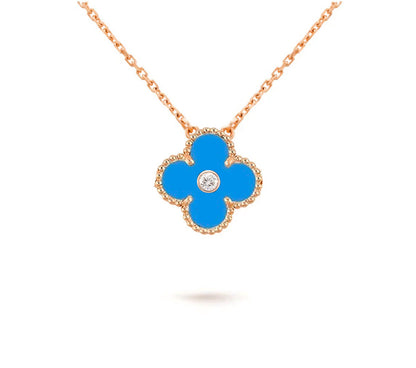 [Riva Jewelry]15MM CLOVER FLOWER DIAMOND PENDANT NECKLACE COLLECTION