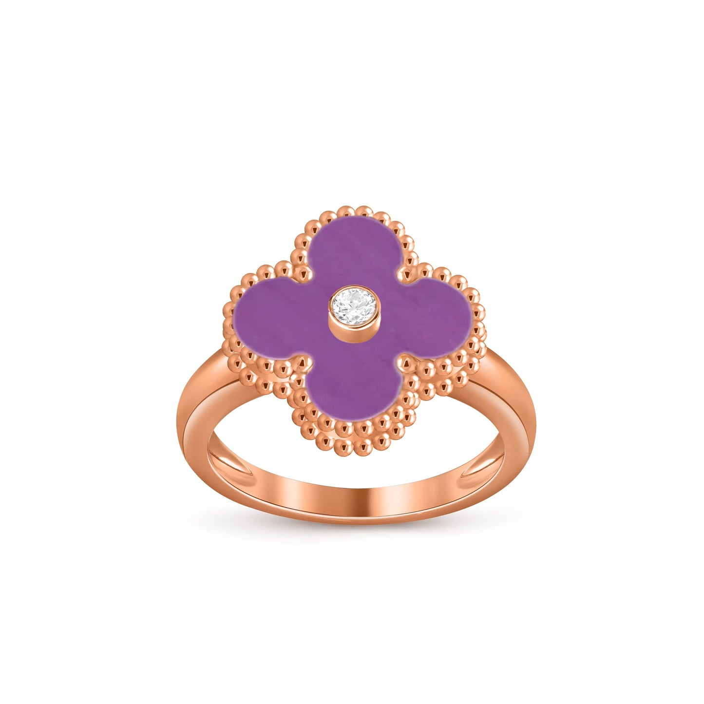 [Riva Jewelry]LUCKY CLOVER DIAMOND-ACCENT ROSE GOLD RING COLLECTION
