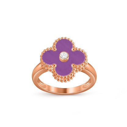 [Riva Jewelry]LUCKY CLOVER DIAMOND-ACCENT ROSE GOLD RING COLLECTION