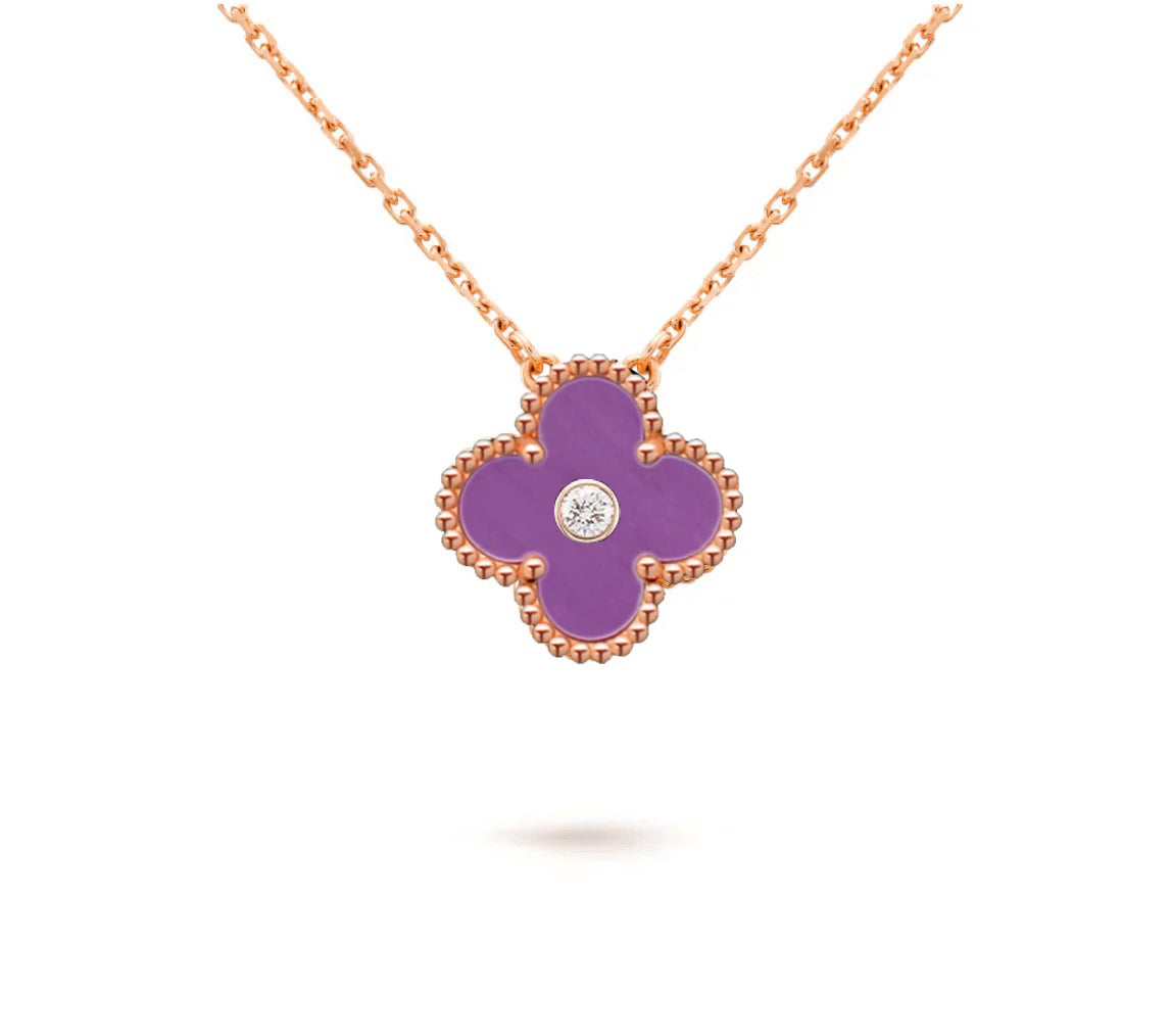 [Riva Jewelry]15MM CLOVER FLOWER DIAMOND PENDANT NECKLACE COLLECTION