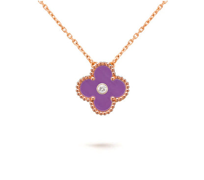 [Riva Jewelry]15MM CLOVER FLOWER DIAMOND PENDANT NECKLACE COLLECTION