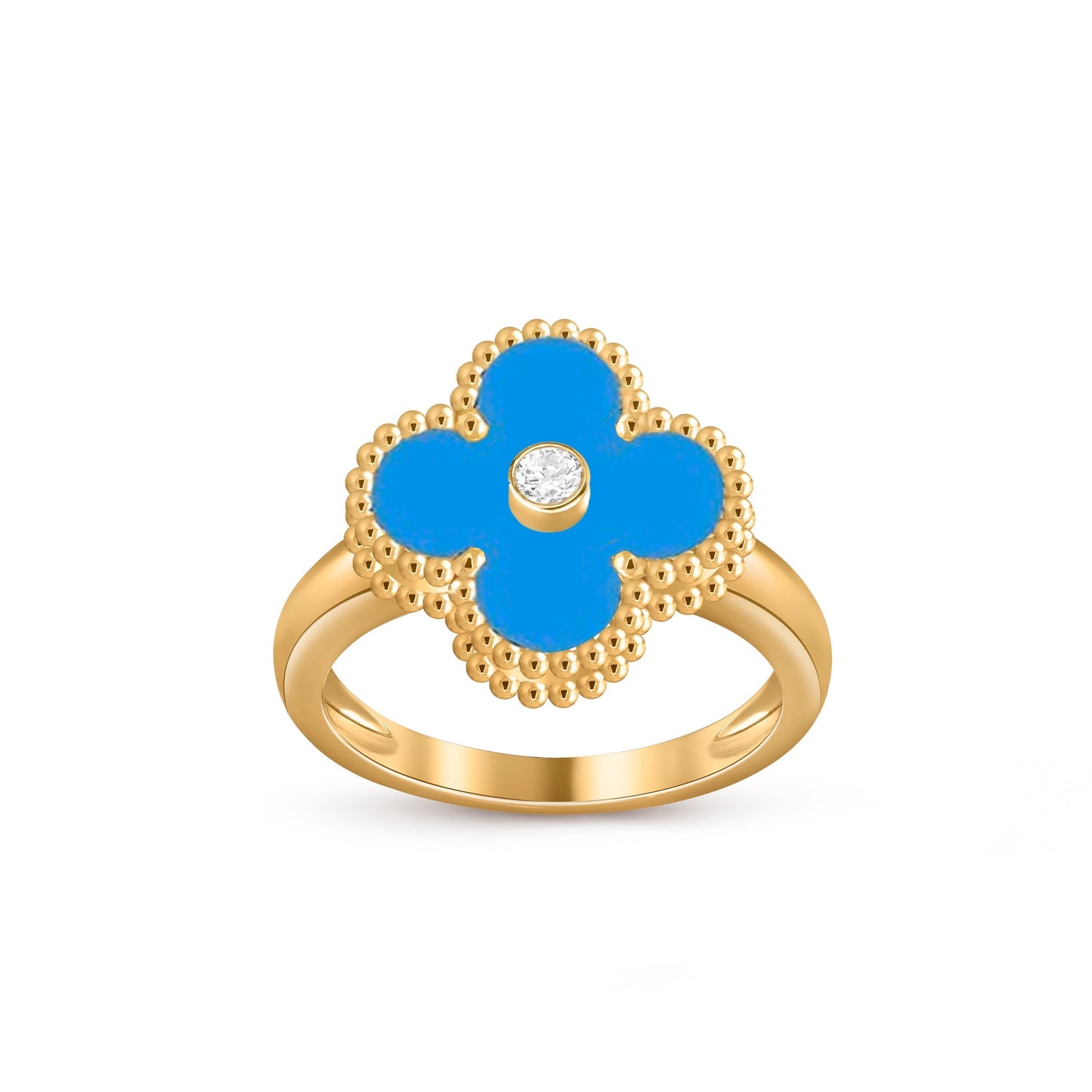 [Riva Jewelry]LUCKY CLOVER DIAMOND-ACCENT GOLD RING COLLECTION