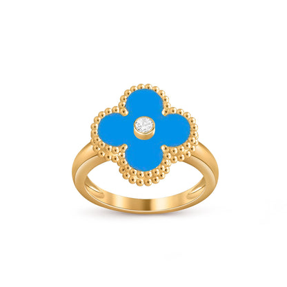 [Riva Jewelry]LUCKY CLOVER DIAMOND-ACCENT GOLD RING COLLECTION