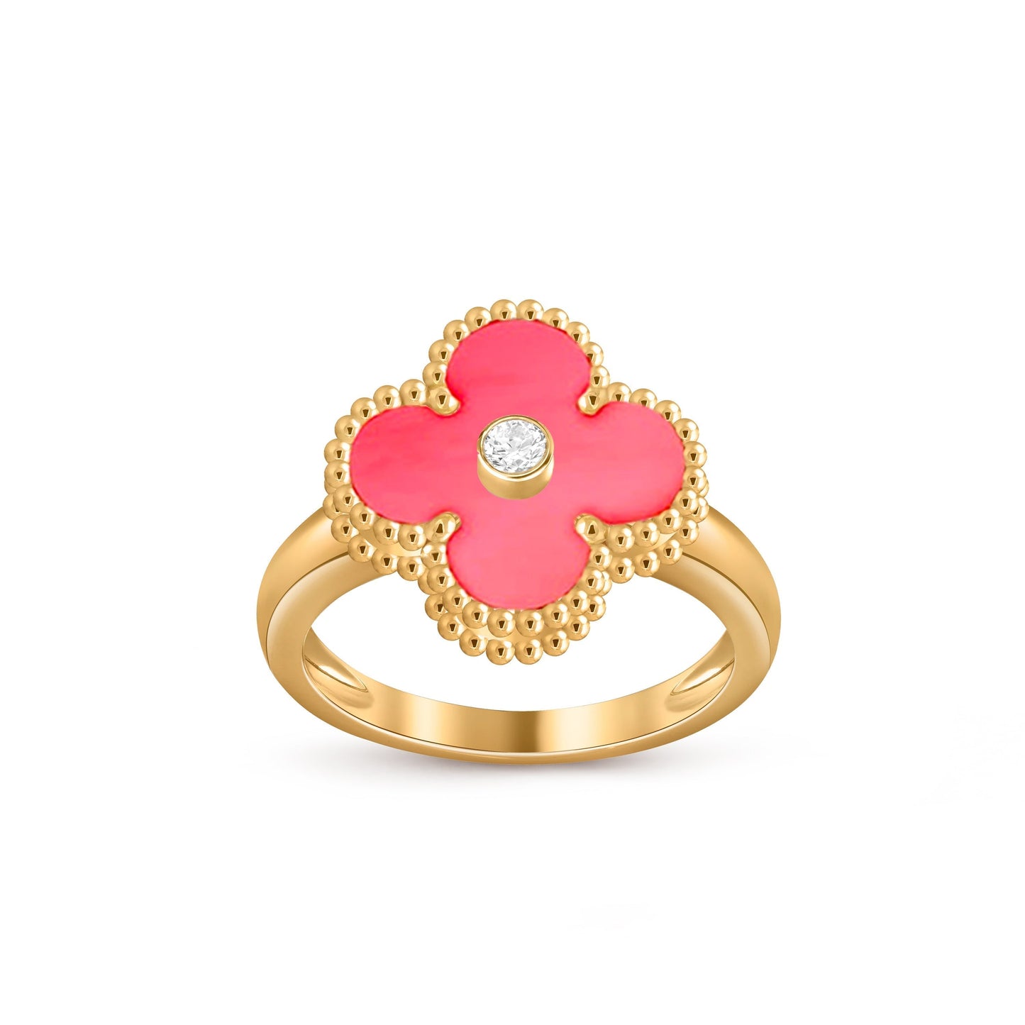 [Riva Jewelry]LUCKY CLOVER DIAMOND-ACCENT GOLD RING COLLECTION