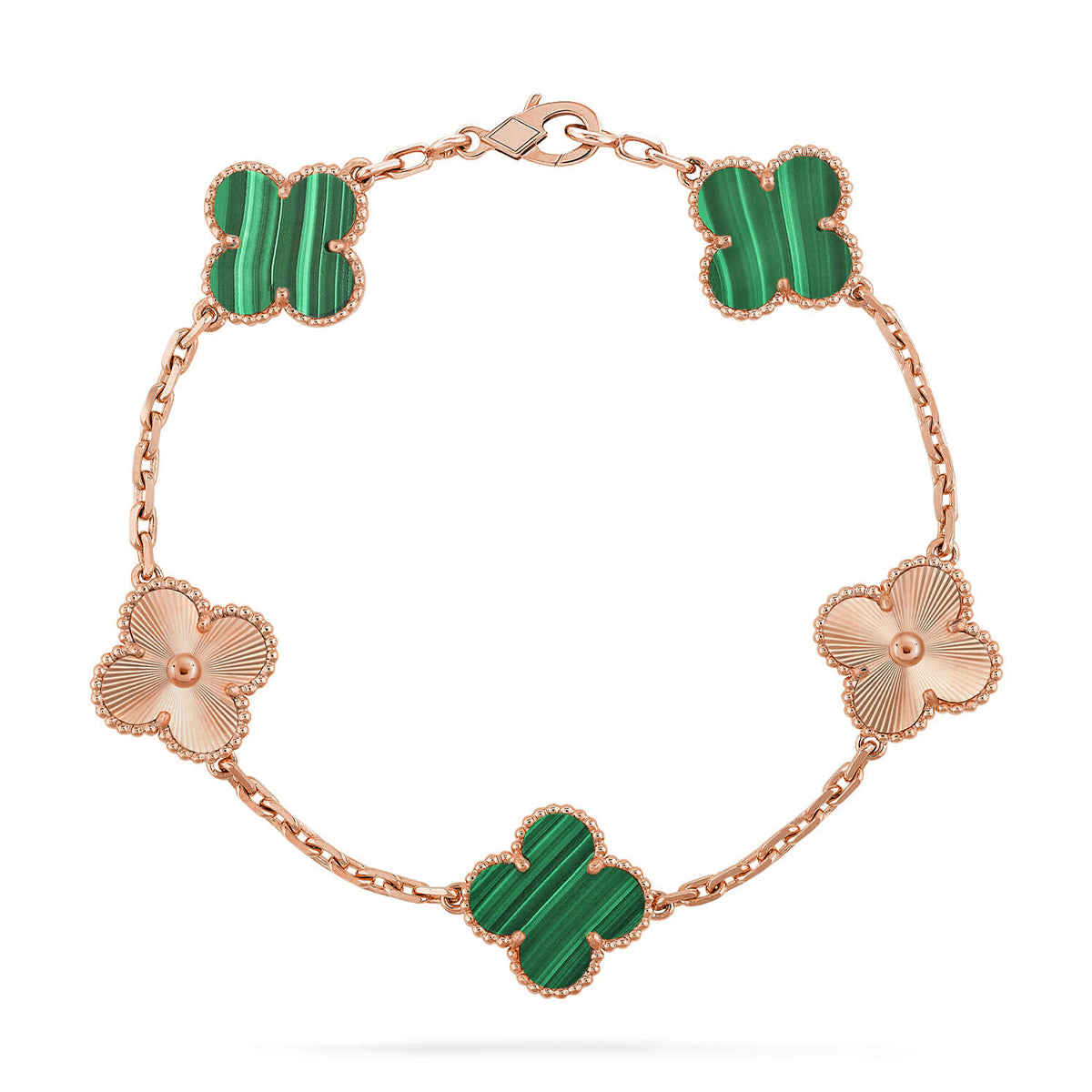 [Riva Jewelry]LUCKY CLOVER 5-MOTIF BRACELET - MALACHITE COLLECTION