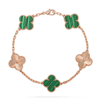 [Riva Jewelry]LUCKY CLOVER 5-MOTIF BRACELET - MALACHITE COLLECTION