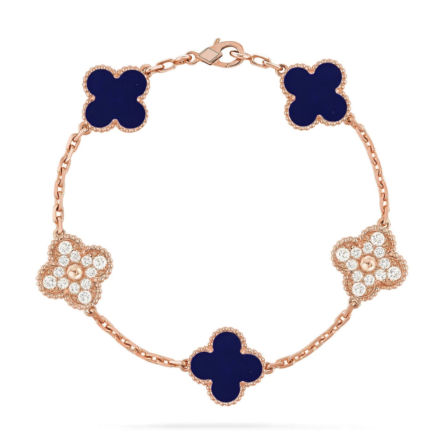 [Riva Jewelry]LUCKY CLOVER 5-MOTIF BRACELET - LAPIS LAZULI COLLECTION