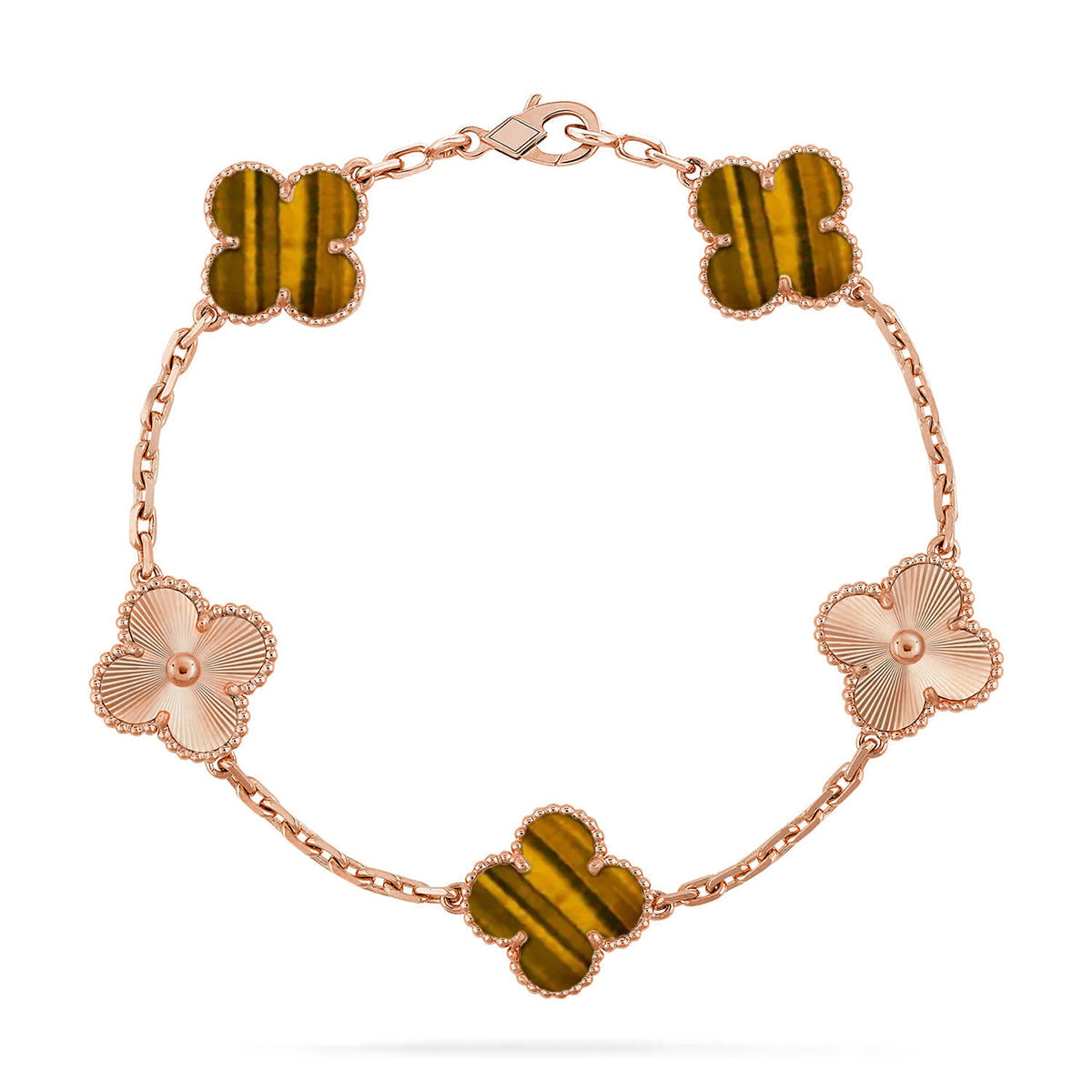 [Riva Jewelry]LUCKY CLOVER 5-MOTIF BRACELET -  TIGER’S EYE COLLECTION