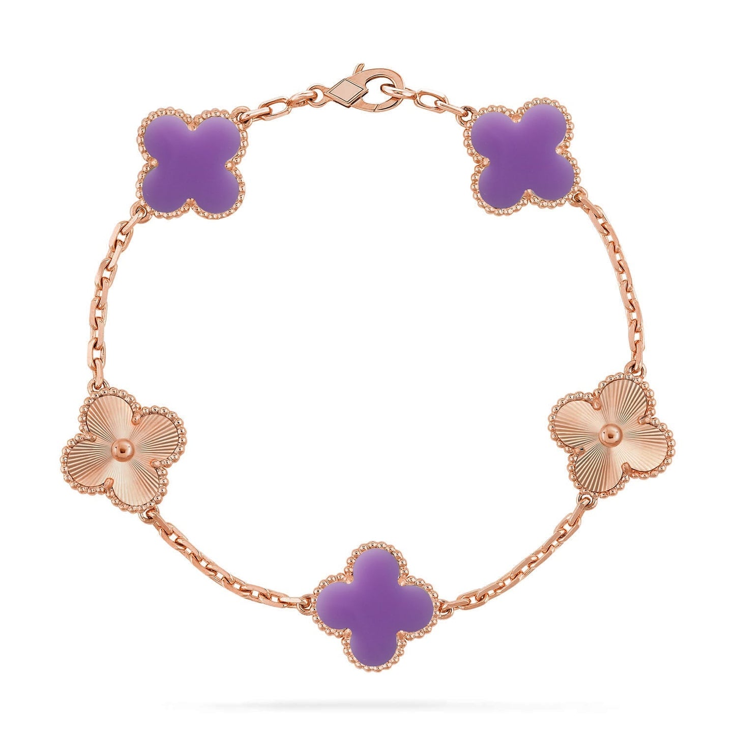 [Riva Jewelry]LUCKY CLOVER 5-MOTIF BRACELET - LAVENDER COLLECTION