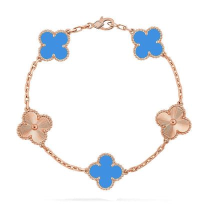 [Riva Jewelry]LUCKY CLOVER 5-MOTIF BRACELET - BLUE AGATE COLLECTION