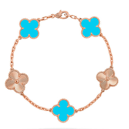 [Riva Jewelry]LUCKY CLOVER 5-MOTIF BRACELET - TURQUOISE COLLECTION