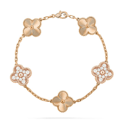 [Riva Jewelry]LUCKY CLOVER 5-MOTIF BRACELET - LASER COLLECTION