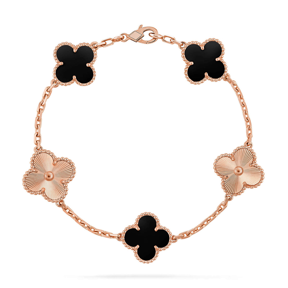 [Riva Jewelry]LUCKY CLOVER 5-MOTIF BRACELET - BLACK OXNY COLLECTION