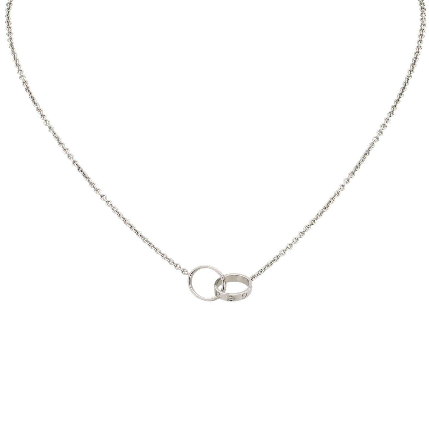 [Riva Jewelry]LOVE DOUBLE-RING INTERLOCKED NECKLACE