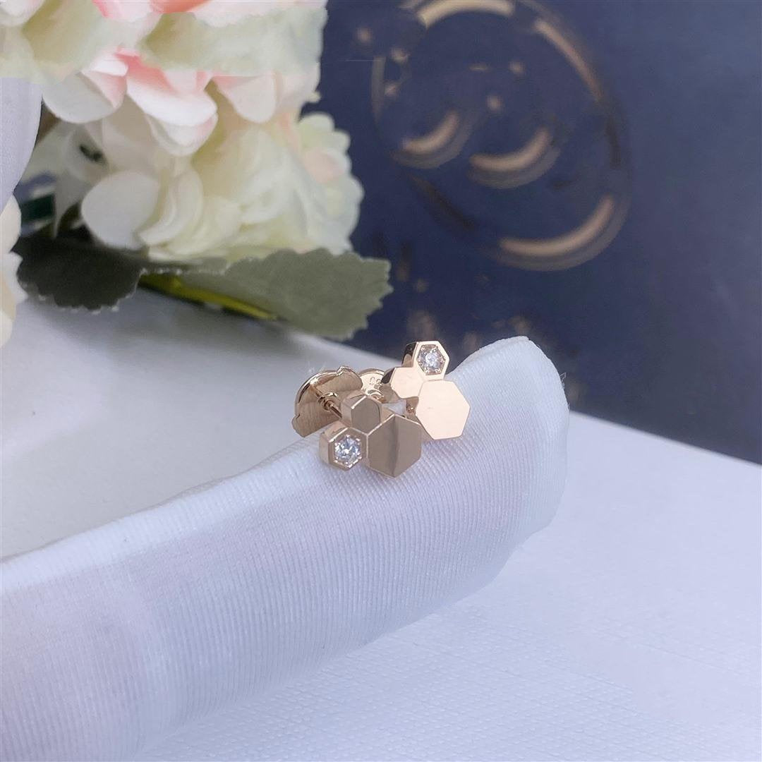 [Riva Jewelry]BEE LOVE ROSE GOLD DIAMOND EARRINGS
