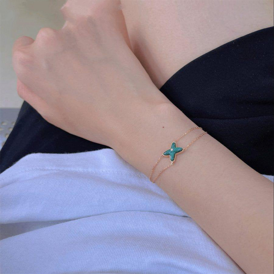 [Riva Jewelry]JEUX BRACELET MALACHITE ROSE GOLD 1 DIAMOND