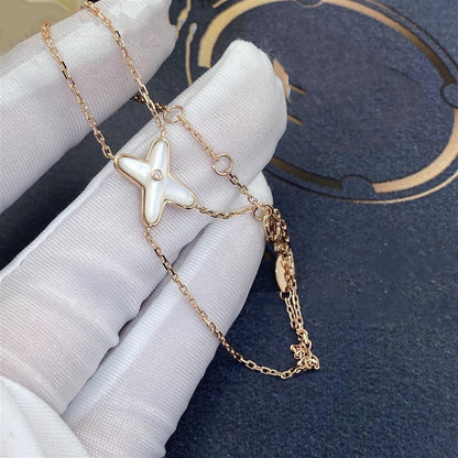 [Riva Jewelry]JEUX BRACELET WHITE MOP ROSE GOLD 1 DIAMOND