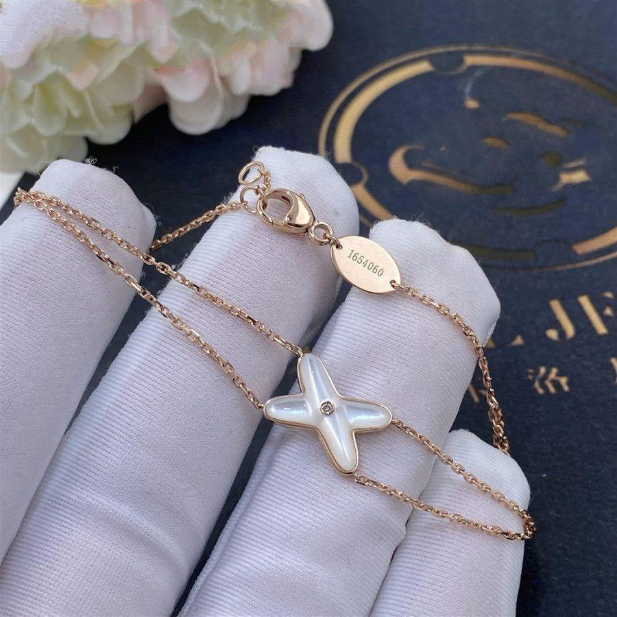 [Riva Jewelry]JEUX BRACELET WHITE MOP ROSE GOLD 1 DIAMOND