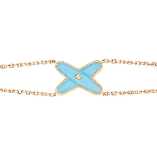[Riva Jewelry]JEUX BRACELET TURQUOISE ROSE GOLD 1 DIAMOND