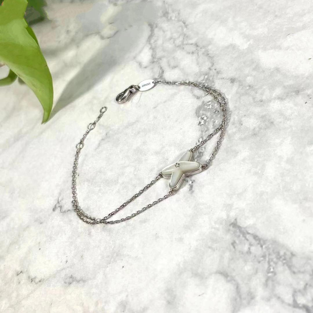 [Riva Jewelry]JEUX BRACELET WHITE MOP SILVER 1 DIAMOND