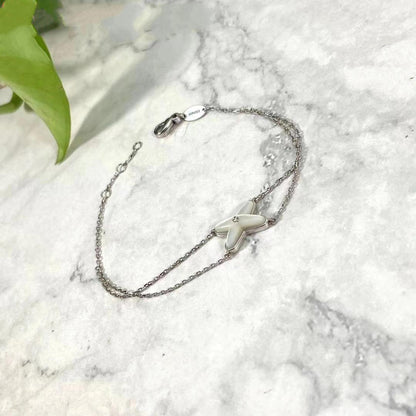 [Riva Jewelry]JEUX BRACELET WHITE MOP SILVER 1 DIAMOND