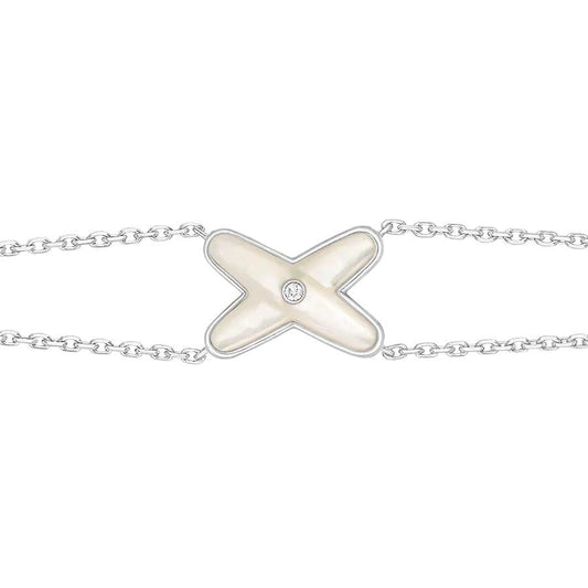 [Riva Jewelry]JEUX BRACELET WHITE MOP SILVER 1 DIAMOND