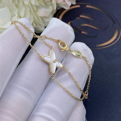 [Riva Jewelry]JEUX BRACELET WHITE MOP GOLD 1 DIAMOND