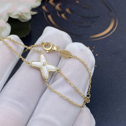 [Riva Jewelry]JEUX BRACELET WHITE MOP GOLD 1 DIAMOND