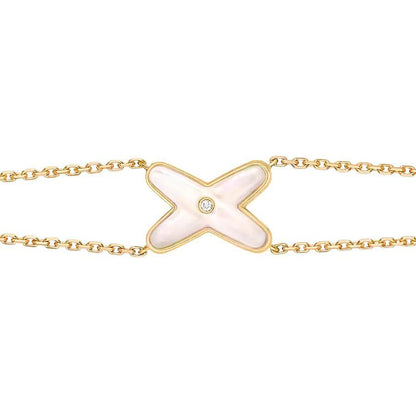 [Riva Jewelry]JEUX BRACELET WHITE MOP GOLD 1 DIAMOND